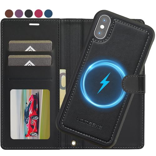 Étui de protection pour iPhone X/XS à rabat amovible et sans fil
