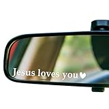 3 Pcs Jesus Love You Rearview Mirror Stickers, Christian Decal for Mirror Window Bumper Laptop, Vinyl Tumbler Affirmation Reminder Faith Religious Stickers, Bible Verse Christian Gift (White)
