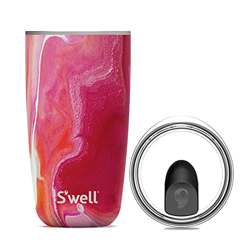 S'well Tumbler with Lid, 530ml, Rose Agate, BPA/BPS-Free Vacuum Triple-Insulated Travel Cup with Slide-Open Lid, 18 oz