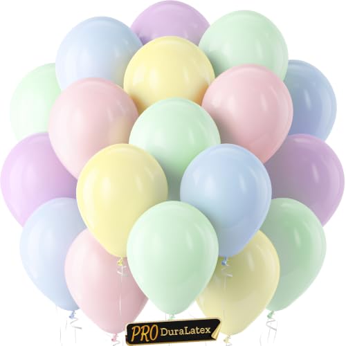 Image of Bezente Pro Duralatex Pastel Extra-Thick Balloons 120 Pack 10 inch | Multicolor Macaron Balloons for Easter Birthday Rainbow Party Bridal Shower Wedding Decorations
