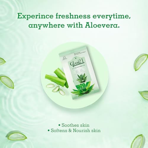 Image of Glam21 Facial Wipes | Super-Soft, Moisturizing & Refreshing | Effectively Cleans Dust, Dirt & Impurities | Gentle Daily Use Makeup Wipes | With Aloe Vera Extracts | 25 PCS