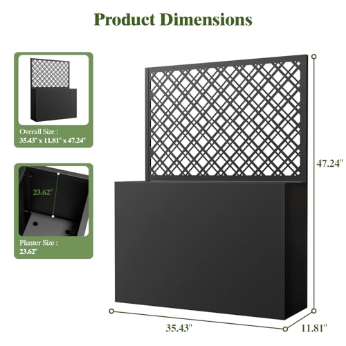 Diyfire Metal Planter Box with Trellis, 35" Lx11.8 Wx47 H Metal Raised Garden Bed with Trellis and Drainage Holes, Outdoor Standing Flower Bed for Climbing Plants,Vegetables,and Vines(Diamond) by Diyfire - Used condition - Image 5