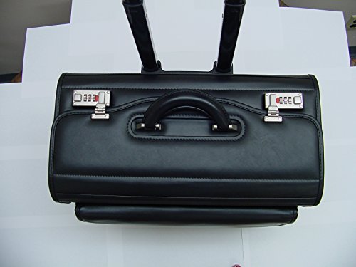 ALL-STATE LEGAL Leather Litigation Bag, Rolling Bag, Catalog Case, Briefcase, 18" L x 14" H x 9" W, Fits Laptop & Legal/Letter Size Files, Retractable Handle, Combination Lock, 1 Each2