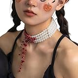 Collar de Halloween con sangre goteante, de clavicular gótica vampiro con flecos, estilo punk para Halloween, decoración de joyas clavícula estilo gótico vampiro para cosplay, fiestas temáticas