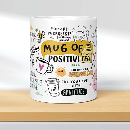 Image of Daily Affirmation & Motivation Mug Ceramic White Coffee Mug Collection, Gift for Positivity & Encouragement, 330ml, Microwave Safe, Set of 1 (Positivi-Tea)