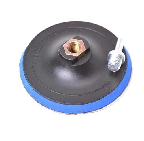 Aqbau® Schleifteller mit Klett Haftteller 125 mm M14 mit adapter Schleifteller für Bohrmaschine und Winkelschleifern incl. Spanndorn Polierpad Adapter