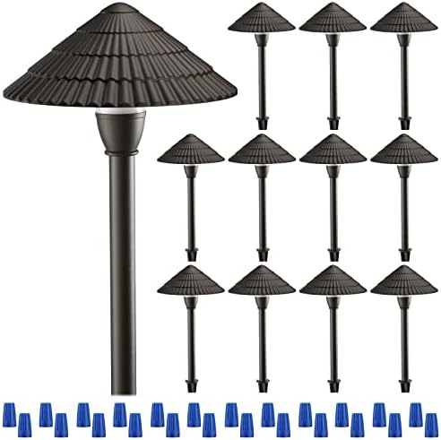 LEONLITE 12-Pack Low Voltage Pathway Lights, 3W 12 Volt LED Landscape Lights, Cast-Aluminum Waterproof Path Lights, ETL Listed Landscape Lighting Wired for Yard Lawn, 3000K Warm White, Bronze