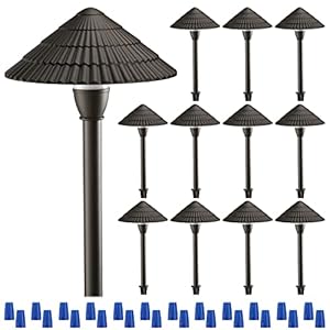 LEONLITE 12-Pack LED Low Voltage Landscape Lights, 3W Cast-Aluminum 12-24V Pathway Lights, 3000K Warm White Waterproof Path Lights, ETL Listed Landscape Lighting Wired for Yard Lawn, Bronze