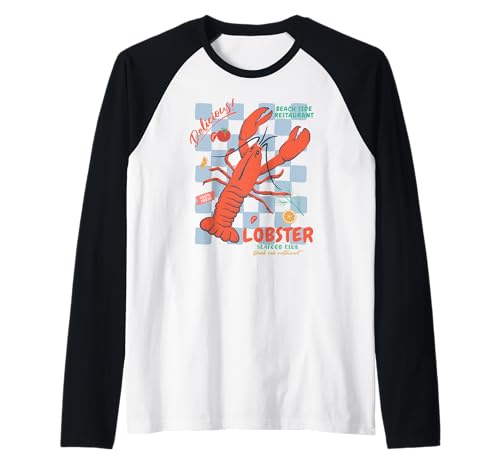 Funny Lobster Crawfish Seafood Delicious Vintage Lobster Camiseta Manga Raglan