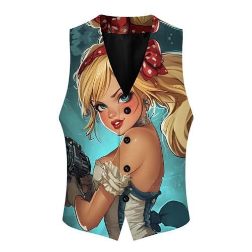 Pinup-Women Men's Suit Vests Business Formal Dress Vest V-Neck Waistcoat for Wedding Casual4