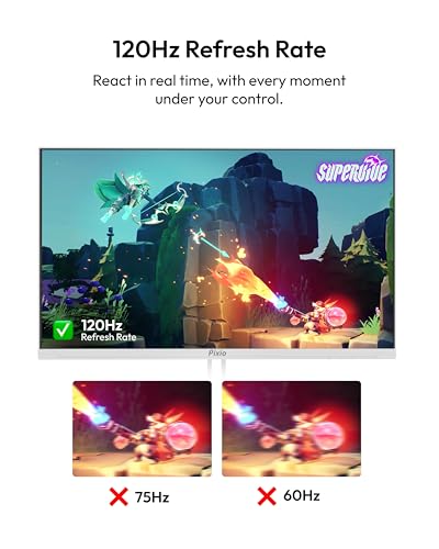 Image of Pixio Two PX246 Wave White 24 inch 120Hz Refresh Rate FHD 1080p Resolution IPS Panel 4ms GTG Response Time Gaming Monitor and PS1D Wave White Dual Monitor Arm
