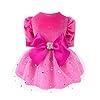Fitwarm fancy dog tulle dress dog winter clothes for small dogs girl female pet birthday outfit lightweight velvet pink small  urban country home decor