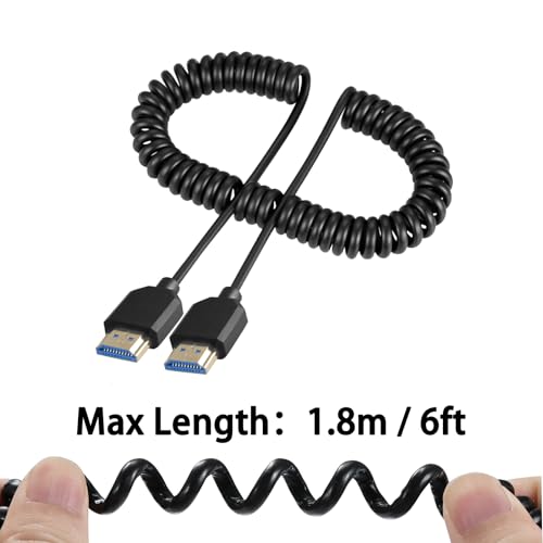 Danfetsoy 8K HDMI Câble enrouleur 3Ft- 6Ft, HDMI Câble en bobine mâle à mâle 48Gbps Supporte 8K@60Hz, 4K@120Hz adapté pour moniteur, ordinateur portable, PC, TV(1,8 m/qt)