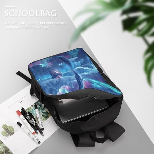 Sac à dos baleine galaxie 3D avec grands compartiments de 17" - 5
