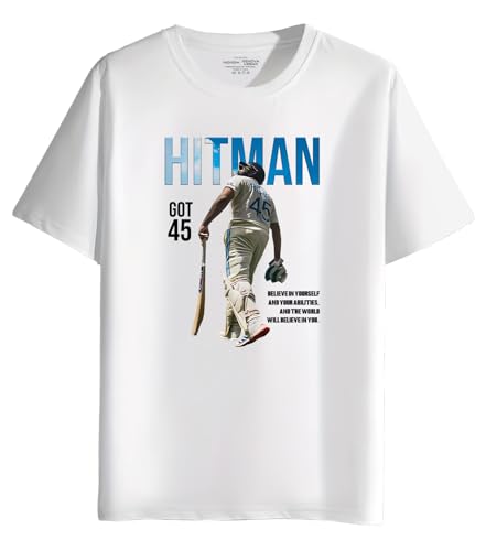 Image of INDISSH T-Shirt for Man | Regular and Plus Size Upto 7XL | Cricket Graphic Printed | Round Neck Cotton Fabric Regular fit Casual T-Shirt for man - RNM-Hitman-PAR