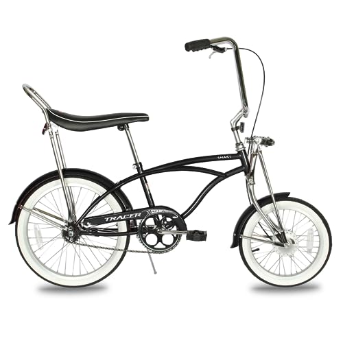 Tracer SMART Retro Beach Cruiser for Adults,20 Inch Wheels,1.75 Tire, City Bike, Lowrider Springer Fork Retro Banana Seat,High Rise Handlebar-Matte Black