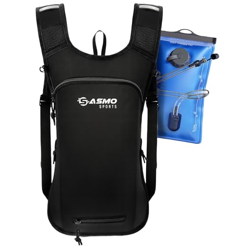 SASMO 6 L Waterproof Cycling Backpack with 2 L Hydration Bladder – Ultralightweight 350 g |MTB & Ski Pack with Thermal Compartment, Helmet Net, Rain Cover & Reflectors - Blue