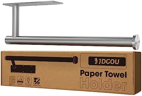 JDGOU Paper Towel Holder Self Adhesive or Drilling,Paper Towel Holder Under Cabinet,Paper Towel Holder Wall Mount Waterproof and Rustproof,Perfect Kitchen Organization for Kitchen,Sink,Bathroom Silver