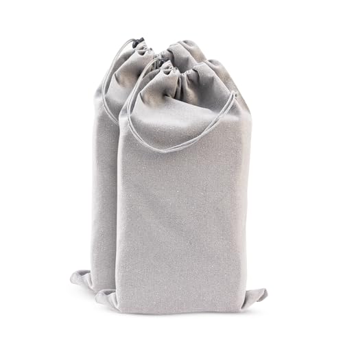 LFH Cotton Rich Shoe Bags with Drawstring, Dustproof Reusable Organizer, Perfect For Travel, Hotel, Machine Washable, Grey, 8"x17" (Pack of 2), Canvas Shoe Bag