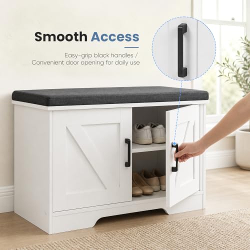 NEWBULIG Shoe Bench with Storage for Entryway, 27.6" Shoe Storage Bench by NEWBULIG - Used condition - Image 8