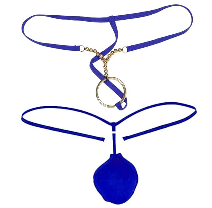 Blue Men's Thong withRing and Beads Combo-image-37