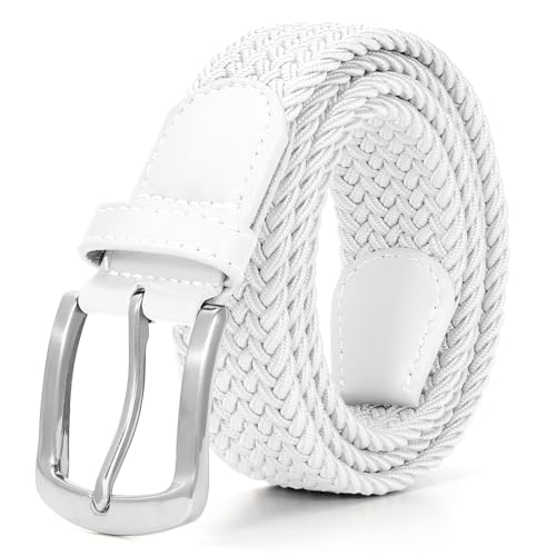 Image of SUOSDEY Men Stretch Braided Belt, Elastic Belt for Jeans Pants Casual Golf Belt 1 3 /8 inch