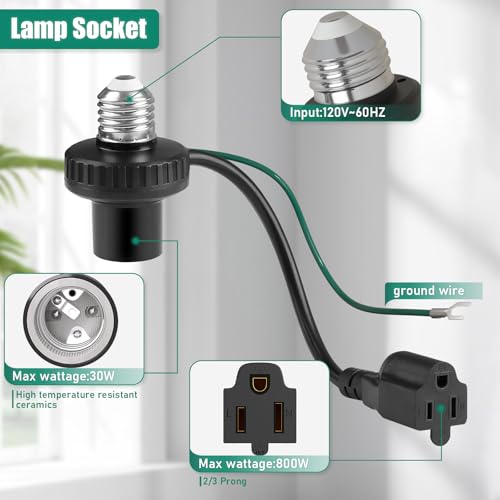 image for Aaeytby Light Socket Outlet Adapter, 3 in 1 Light Bulb Plug Adapter, C