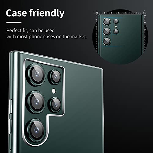 Image of Hoerrye Camera Lens Protector for iPhone 13 Pro Max (6.7 inch) & iPhone 13 Pro (6.1 inch), Titanium Alloy-Space Metal, Military-Grade Shatterproof (Black) (Green)