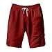 Cambkatl Men's Knee Length Summer Linen Shorts, Stylish Split Side Loose Elastic Waist Lounge Beach Shorts with Pockets