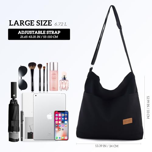 Image of COOLOME Canvas Tote Bag for Women - Crossbody, Shoulder, Travel & Beach Bag