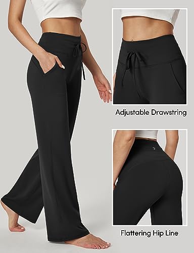 IUGA Wide Leg Yoga Pants for Women Sweatpants with Pockets Yoga Pants Flare Lounge Pants Loose High Waist Comfy Workout Dance4