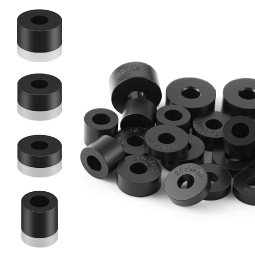 20PCS Rubber Spacer 4 Sizes Black Thick Rubber Washers Non-Slip Anti-Vibration Spacer Multi Purpose Round Washers for Electrical Repair Home and Car Accessories