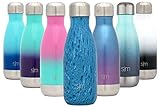 Simple Modern 9oz Wave Water Bottle - Stainless Steel Kids Flask - Double Wall Vacuum Insulated - Leakproof Pattern: Aqua Rain