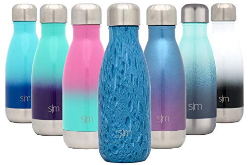 Simple Modern 9 Ounce Wave Water Bottle - Vacuum Insulated Stainless Steel Flask - Double Wall - Leakproof Kids Pattern: Aqua Rain