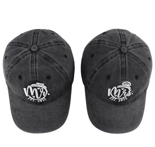 Image of 2025 Wedding Gifts for Bride Groom, Couples Her Wifey Mr Mrs Engagement, Honeymoon Outfits Essentials Baseball Cap for Bridal Gift Black
