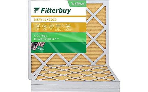 Buy 2 get 3 Filterbuy 20x20x1 Air Filter MERV 11, Pleated HVAC AC Furnace Filters (4-Pack, Gold)