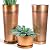 UltiTeque 28 in. Metal Tall Copper Planter Sets Tapered Elevate Pots Hand-Finished Antique Copper for Outdoor/Indoor/Patio Deck Entryway Includes Inner Insert/Saucers/Drainage Holes (Set of 2)