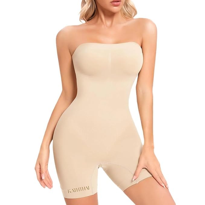 Women’s Full Body Shapewear Strapless Bodysuit - Compression Thong Bodysuit for Tummy Control, Slimming & Sculpting - One Size (Fits 30-39 Inches) (po1)-image-38
