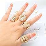 Initial Rings for Women, Bubble Letter Initial Balloon Ring Adjustable Charm Rings Open 14K Chunky Gold Rings Jewelry for Women - Image 3
