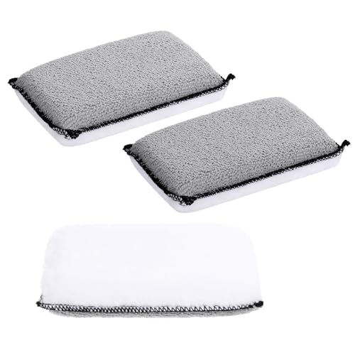 3 Pcs Car Interior Scrubbing Sponges, 5”x3” Auto Detailing Scrub Pads, Microfiber Car Wash Sponges, Interior Cleaning Sponge for Leather, Plastic, Vinyl, Upholstery