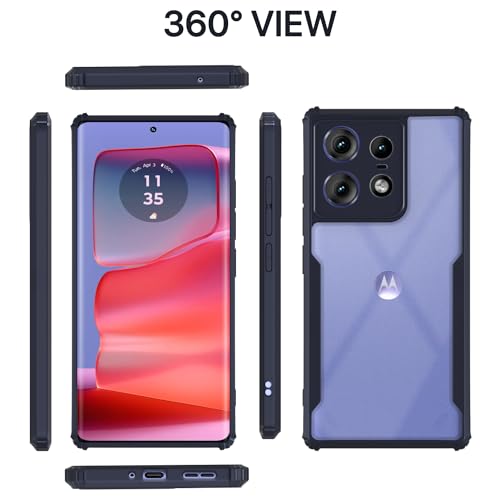 Image of Pikkme Moto Edge 50 Pro 5G Back Cover | Crystal Clear Transparent Back | Ultra Hyrbid | Full Camera Protection | Raised Edge | Bumper Back Case (Blue)