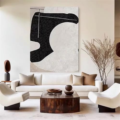 Tableau abstrait imprimé sur toile noir et blanc affiche décorative - 2