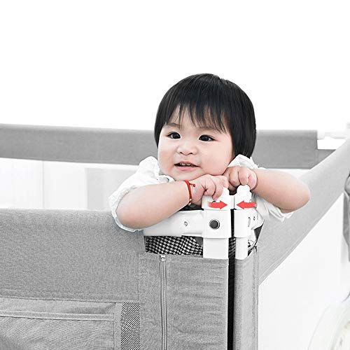 Barrera de cama infantil de 200 cm vertical y plegable verde 5