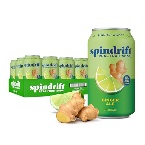 Spindrift Soda Ginger Ale Soda Made with Real Squeezed Fruit 12 Pack Case