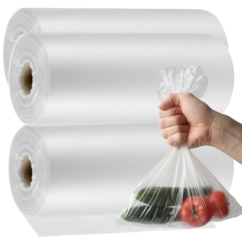Image of 1500 Count 10 x 14 Inch Plastic Produce Bags, Clear Plastic Produce Bag Roll for Bread, Fruits, Vegetable, Kitchen, 500 Bags x 3 Rolls