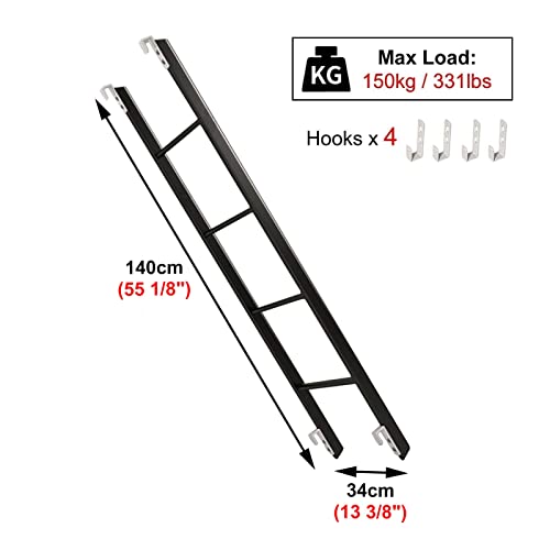 Échelle de lit superposé métallique de 116 cm avec crochets de sécurité