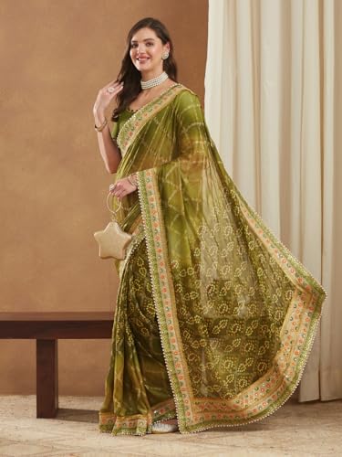 Image of Women's Banarasi Silk With Jacquard Print Saree With Blouse
