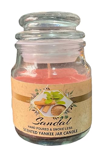 Image of Yankee Jar Paraffin Wax Candles Perfect for Decoration of Dinner, Wedding Parties, Church, Spa, Restaurant, Smokeless Dripless Long Lasting(Sandal, Set of 1 - Burn Time: 12 Hr)