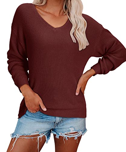 Image of II ININ Women's Fall Sweater 2024 Long Sleeve Tops Fashion Outfits Trendy Casual V Neck Oversized Pullover Sweaters
