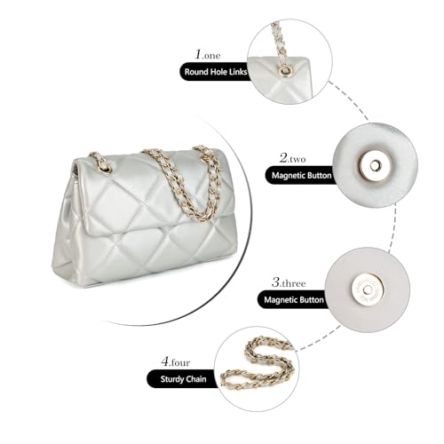 Image of Gladdon Quilted Crossbody Purses for Women Small Ladies Shoulder Bags with Chain Trendy Clutch Purse Cute Designer Bag